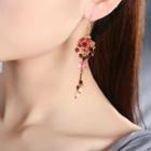 Gemstone Accent Floral Long Earrings