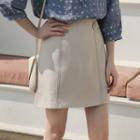 Buttoned Stitched Pencil Skirt