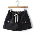 Embroidered Knit Shorts