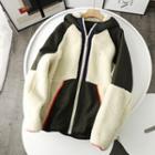 Two-tone Fleece Panel Zip-up Hoodie