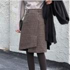 Gingham Asymmetric Hem H-line Skirt