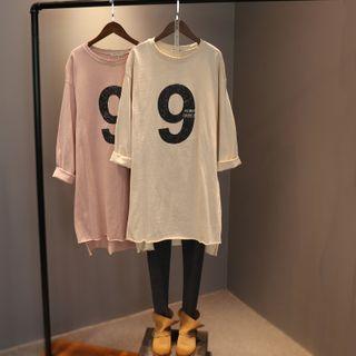 Long-sleeve Numbering Long T-shirt