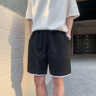 Mock Two Piece Color-block Shorts