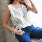 Sleeveless Loose-fit Striped T-shirt