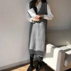 Midi A-line Sweater Vest Dress Gray - One Size