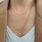 Disc Pendant Layered Alloy Necklace Gold - One Size