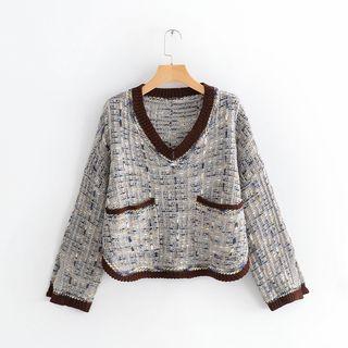 V-neck Dual Pocket Sweater