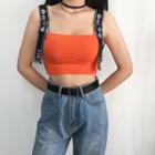 Lettering Strap Cropped Camisole Top