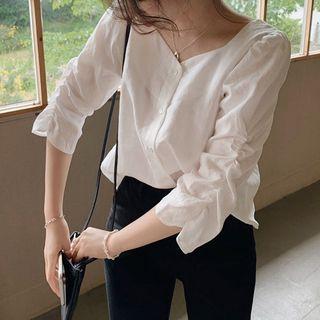 Ruched 3/4-sleeve Blouse