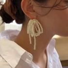 Bow Faux Pearl Fringed Earring Eh114 - 1 Pair - Earring - Pearl White - One Size