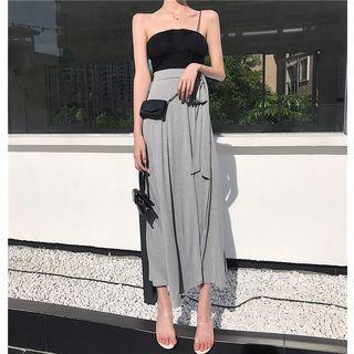 Padded Tube Top / A-line Midi Wrap Skirt