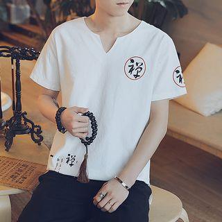 V-neck Printed Short-sleeve T-shirt