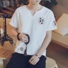 V-neck Printed Short-sleeve T-shirt