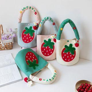 Strawberry Canvas Bucket Bag / Strawberry Charm