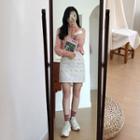 Zip-back H-line Mini Floral Skirt