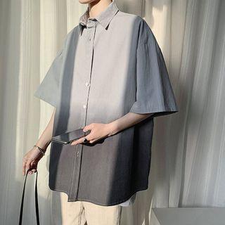 Elbow-sleeve Ombre Shirt