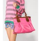 Contrast Trim Tote Pink - One Size