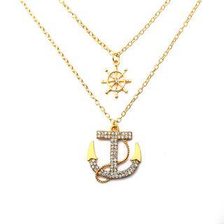 Rhinestone Anchor Necklace