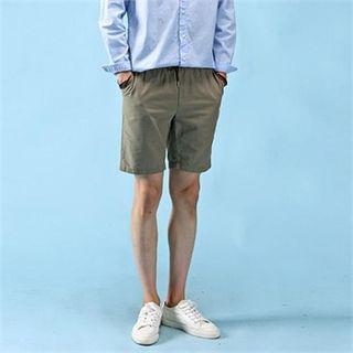 Band-waist Linen-blend Shorts