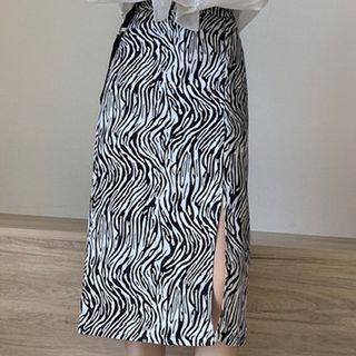 Zebra Midi A-line Skirt