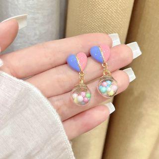 Heart Bead Alloy Dangle Earring