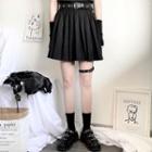Set: Mini A-line Pleated Skirt + Garter