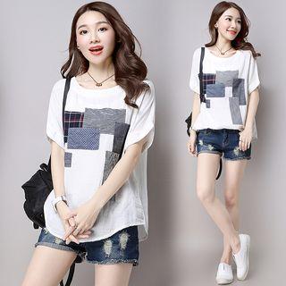 Round-neck Applique Short-sleeve T Shirt