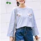 Crane Embroidered Long Sleeve T-shirt