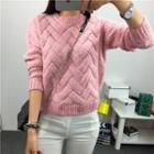 Round-neck Sweater Pink - One Size