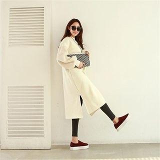 Sherpa-fleece Sleeve Midi Pullover Dress