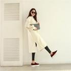Sherpa-fleece Sleeve Midi Pullover Dress
