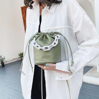 Chain Accent Drawstring Bucket Bag