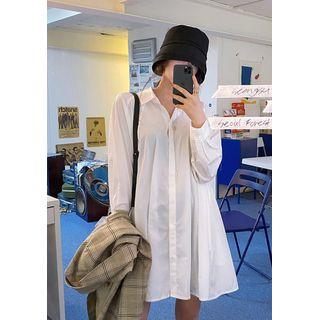 Hidden-button Flared Shirtdress