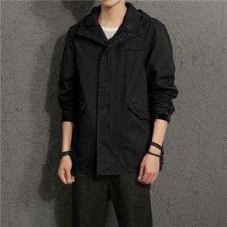 Hooded Letter Embroidered Zip Jacket