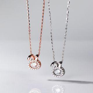 Rabbit Rhinestone Pendant Sterling Silver Choker
