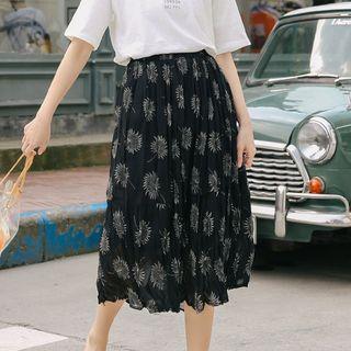 A-line Patterned Chiffon Midi Skirt