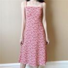 Floral Strappy A-line Dress / Midi Dress / Light Jacket