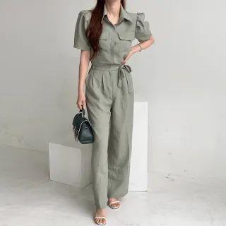 Set: Flap-pocket Shirt + Wide-leg Pants