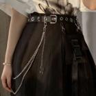 Faux Leather Belt / Alloy Butterfly Waist Chain / Set