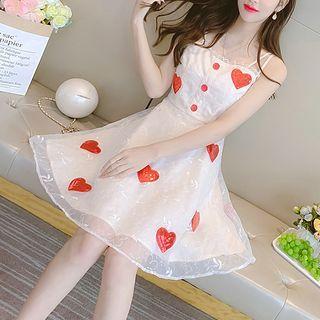 Spaghetti Strap Heart Sequined Chiffon Mini A-line Dress