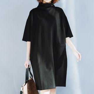 3/4-sleeve Plain Pullover Dress