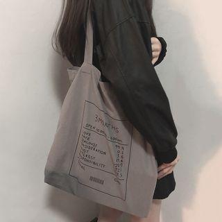 Printed Canvas Tote Bag Gray - One Size