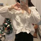 Frill-trim Blouse Off-white - One Size