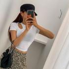 Cutout-trim Slim-fit Crop T-shirt