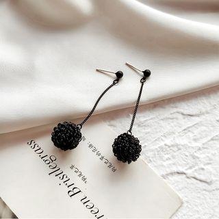 Ball Drop Earring 925 Sterling Silver - Black - One Size