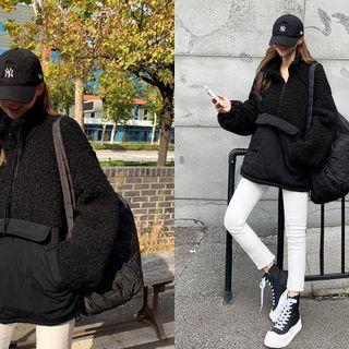Dumble-panel Anorak Quilted Jacket Black - One Size