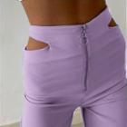 Cutout Zip Bell-bottom Pants