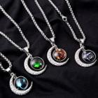 Stainless Steel Zodiac & Moon Pendant Necklace