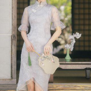 Embroidered Fringe Qipao Dress