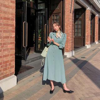 Flared A-line Maxi Shirtdress